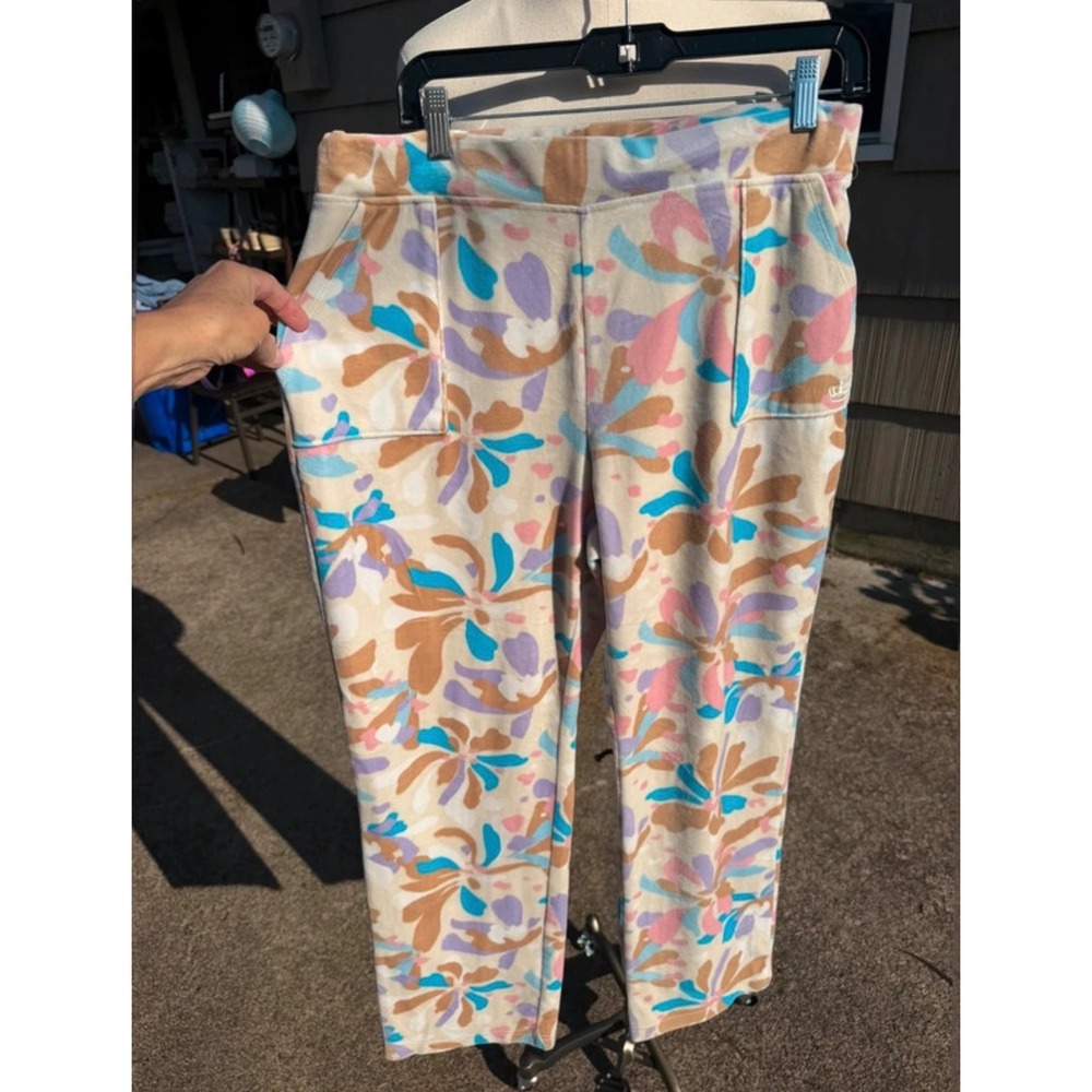 Juicy Couture Velour Lounge Pants XL Floral Abstract Print Multi-Color Straight